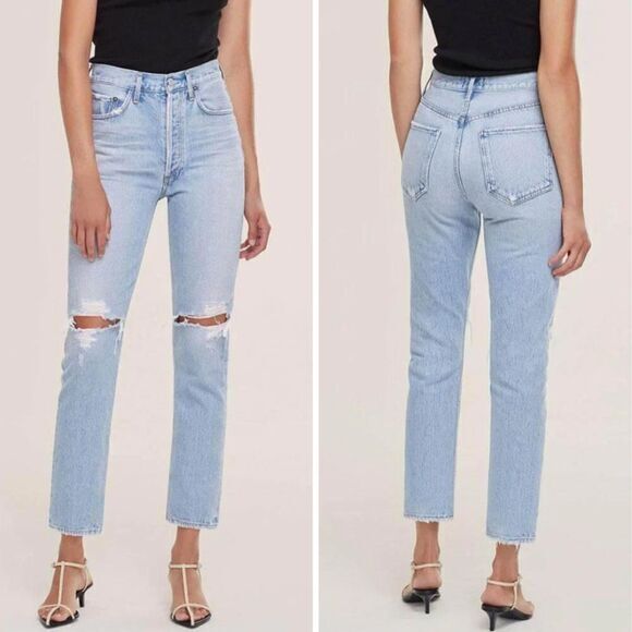 NEW Agolde Riley High Rise‎ Straight Crop jeans in Clear Skies, size 29 - Picture 1 of 16